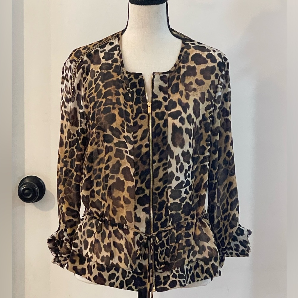 Cache sheer leopard top/ jacket